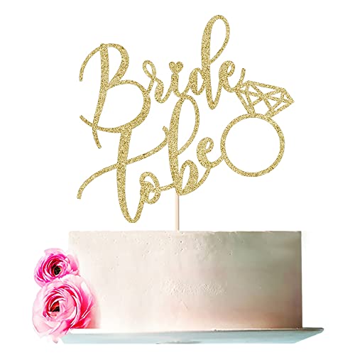 Bejotaa Bride To Be Cake Topper,Rose Gold Glitter Bridal Shower Cake Topper,Wedding Shower,Engagement/Bachelorette/Hen Party Decorations (gold) von Bejotaa