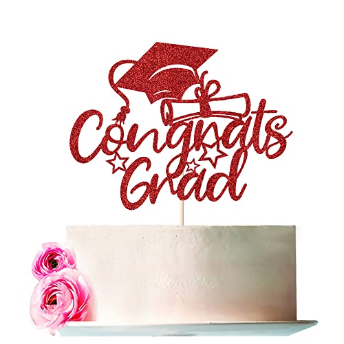 Bejotaa Congrats Grade Cake Topper – 2022 Graduation Cake Topper, Congrats Grade Party Cake Decorations Supplies (Rot) von Bejotaa