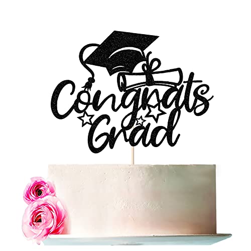 Bejotaa Congrats Grade Cake Topper – 2022 Graduation Cake Topper, Congrats Grade Party Cake Decorations Supplies (schwarz) von Bejotaa