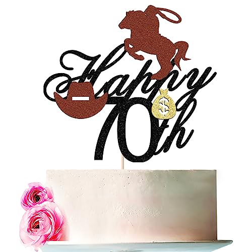 Bejotaa Cowboy Happy Birthday Cake Topper, Happy 15th Cake Topper, Cowboy Cake Decor,Girls and Boy,Men and Women Theme Birthday Decorations (70) von Bejotaa