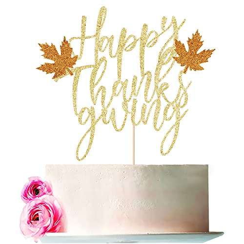 Bejotaa Gold Glitzer Thanksgiving Thanksgiving, Ahornblatt Truthahn Lebensmittel Picks Kürbis Pie Dekoration Happy Thanksgiving Kuchen Topper, Thanksgiving Dekoration Topper für Thanksgiving Party Lebensmittel Dekoration von Bejotaa