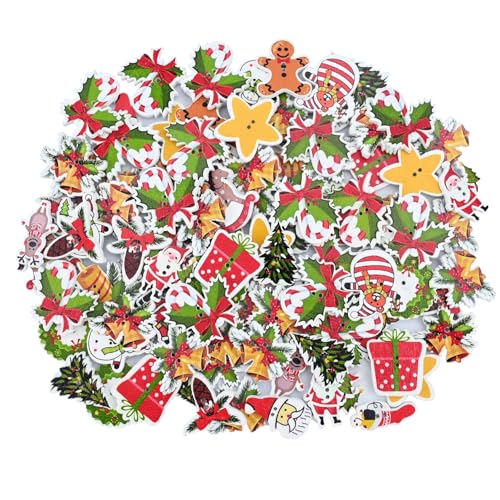Bekecidi 100 Stück Weihnachts-Holzknöpfe, gemischte Nähknöpfe, Weihnachtsbaum, Weihnachtsmann, Schneemann, Knöpfe zum Basteln, Stricken, Weihnachtsdekoration, DIY handgefertigte Geschenke Bekecidi 100 Stück Weihnachts-Holzknöpfe, gemischte Nähknöpfe, Weihnachtsbaum, Weihnachtsmann, Schneemann, Knöpfe zum Basteln, Stricken, Weihnachtsdekoration, DIY handgefertigte Geschenke von Bekecidi