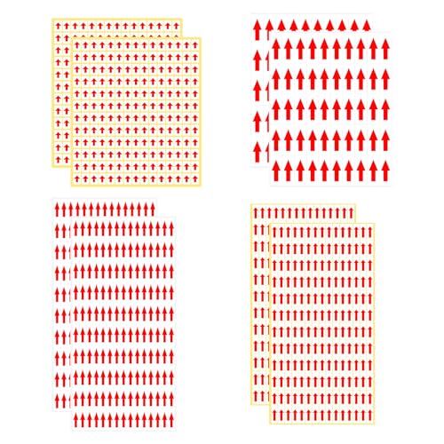 Bekecidi 1180 Stück kleine Pfeilaufkleber Selbstklebende rote Pfeiletiketten Rechteckige rote Pfeiletiketten für Shop-Wegweiser-Aufkleber nach oben Etikettenpapier, 4 Größen von Bekecidi