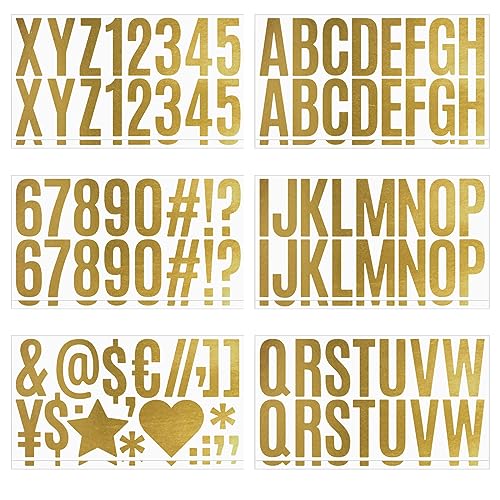 Bekecidi 12 Blatt Alphabet Buchstaben Aufkleber, Selbstklebendes Vinyl Buchstaben Zahlen Aufkleber Set, 2,5in Wasserfest Symbol Briefkastennummern Aufkleber für Schilder Türen Auto Adressnummer (Gold) von Bekecidi