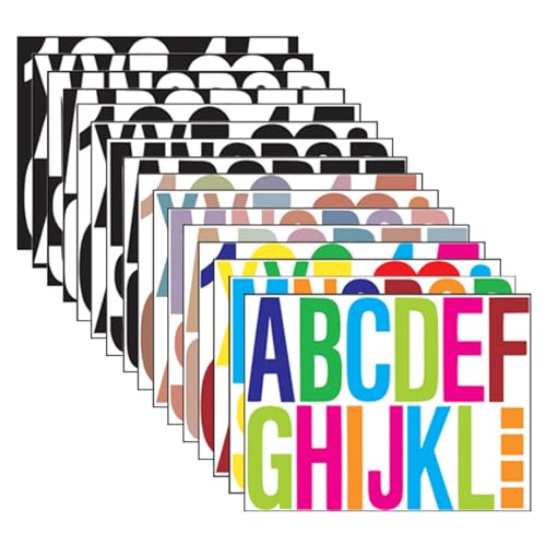 Bekecidi 16 Blatt Vinyl Buchstaben Aufkleber, 4 Zoll Bunte Große Zahlen Aufkleber, Selbstklebende Buchstaben zum Aufkleben, Wasserdicht Alphabet Aufkleber für Scrapbooking, Poster, Schilder von Bekecidi