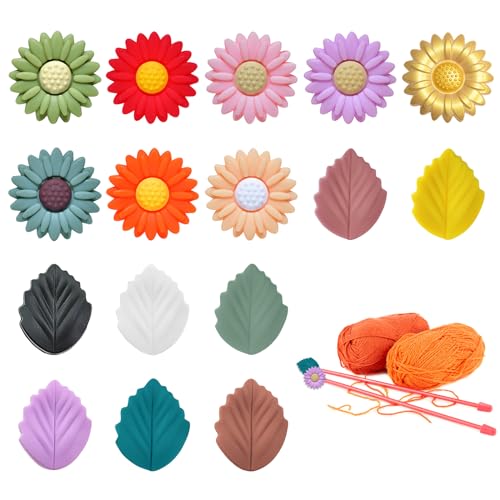Bekecidi 16 Stück Stricknadelstopper, Blumen Blatt Stricknadelspitzen Protektoren, Silikon Nadelendabdeckung, Stichspitzenkappen zum Stricken, Nähen, Quilten, Häkeln, Zubehör, DIY Handwerk Bekecidi 16 Stück Stricknadelstopper, Blumen Blatt Stricknadelspitzen Protektoren, Silikon Nadelendabdeckung, Stichspitzenkappen zum Stricken, Nähen, Quilten, Häkeln, Zubehör, DIY Handwerk von Bekecidi