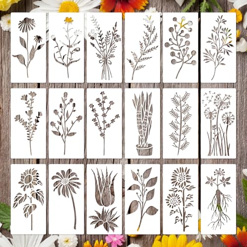 Bekecidi 18 Stück botanische Blumenschablonen, wiederverwendbare Pflanzen-Blumenschablonen, Blätter, Malvorlagen, Zeichnen, Malschablonen für Bastelarbeiten, Scrapbooking, Wand, Heimdekoration Bekecidi 18 Stück botanische Blumenschablonen, wiederverwendbare Pflanzen-Blumenschablonen, Blätter, Malvorlagen, Zeichnen, Malschablonen für Bastelarbeiten, Scrapbooking, Wand, Heimdekoration von Bekecidi