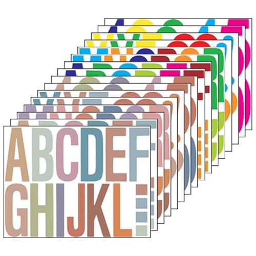 Bekecidi 4 Zoll Vinyl Buchstaben Aufkleber Groß, 16 Blatt Bunte Zahlenaufkleber, Selbstklebende Aufkleben Buchstaben, Wasserfeste Alphabet Aufkleber für Scrapbooking, Schilder, Fenster, Briefkasten(A) von Bekecidi