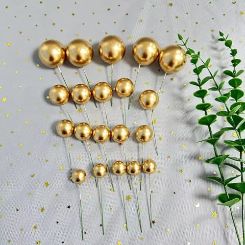 Bekecidi 40 Stück Kugel-Kuchenaufsätze, 4 Größen, Kugel-Kucheneinsatz, Geburtstagstorteneinsatz, Dekorationen, Partyzubehör, Cupcake-Topper für Geburtstag, Hochzeit, Party, Gold + Silber Bekecidi 40 Stück Kugel-Kuchenaufsätze, 4 Größen, Kugel-Kucheneinsatz, Geburtstagstorteneinsatz, Dekorationen, Partyzubehör, Cupcake-Topper für Geburtstag, Hochzeit, Party, Gold + Silber von Bekecidi