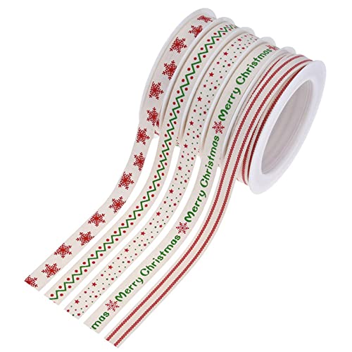 Bekecidi 5 Rolle 5m Geschenkband Weihnachten Schleifenband Weihnachten Satinband Weihnachten Band für Geschenkverpackung, DIY Handwerke, Weihnachtsdeko, Weihnachtskarten (Weiss) von Bekecidi