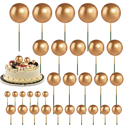 Bekecidi 50 Stück Ballon Kuchen Topper DIY Kucheneinsatz Topper Bälle Kuchen Topper Schaum Ball für Geburtstag Party Hochzeit Zubehör Baby Shower Decor (Gold) von Bekecidi