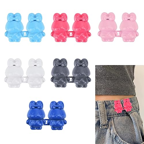 Bekecidi 6 Paar Knöpfe Hosen Enger Machen, Kaninchen Jean Knopfnadeln Verstellbar Taillenschnallen Hose Enger Machen Clip Jeans Knöpfe Ohne Nähen Abnehmbar Taillenstraffer for Hosen Jeans (6 Farben) von Bekecidi