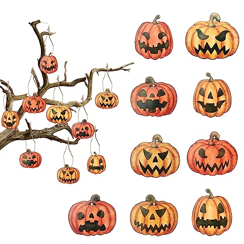 Bekecidi 9 Stück Halloween-Dekorationen, Halloween-Baumdekoration, Kürbis-Ornament, Halloween-Hängedekorationen, Kürbis-Anhänger, Schilder für Halloween-Party, Gastgeschenke, Heimdekoration von Bekecidi