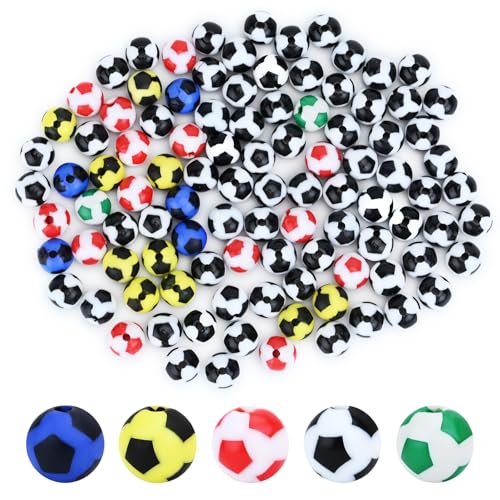 Bekecidi Acryl-Fußballperlen, 12 mm, Sportkugelperlen für Armbänder, Halsketten, Schmuck, kleine runde Kugelperlen für Bastelarbeiten, Sport, Partyzubehör, 100 Stück von Bekecidi