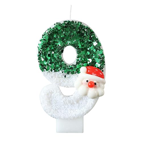 Bekecidi Christmas Geburtstag Nummer 9 Kerze, Geburtstagskuchen Kerzen Pailletten Glitzer, Niedliche Cake Topper Nummer Kerzen für Kuchen Festival Party Christmas Dekorieren (Nummer 9) von Bekecidi