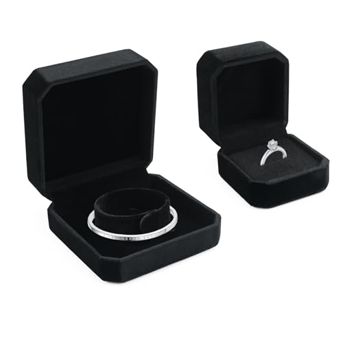 Bekecidi Samt Armband Box Ringbox, 2 Stück Schwarz Schmuck-Geschenk Box, Armreif Display Aufbewahrungs Organizer, Exquisite Verlobungsring Box, Armband Schmuckschatulle für Frauen von Bekecidi