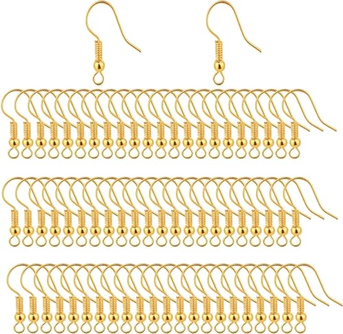 Belerry 400 Stück Edelstahl Ohrringhaken, Französische Ohrringhaken, Spule und Ball Stil Nickel-Free Ohr Drähte für DIY Ohrring Machen (Gold) von Belerry