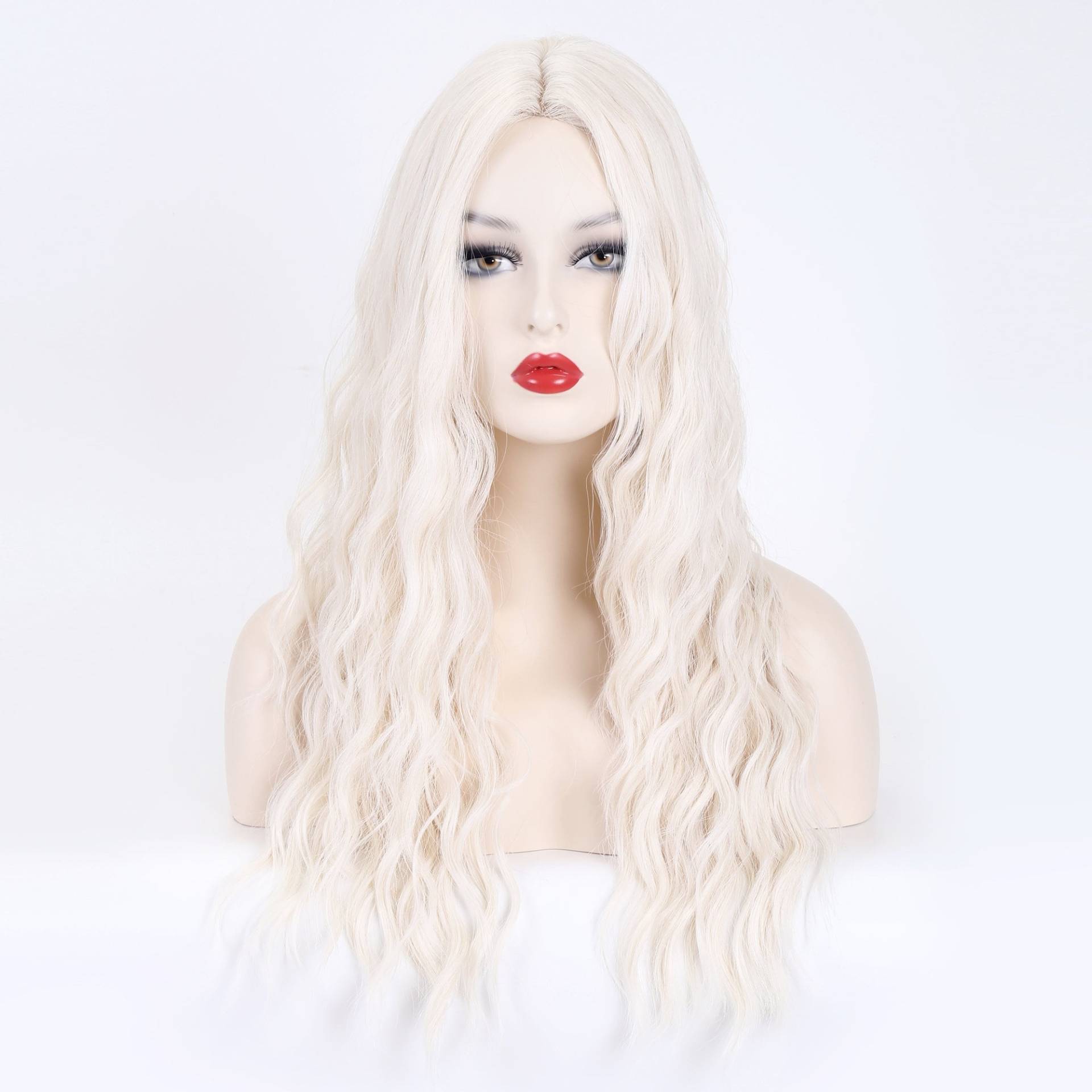 Gewellte Weiße Blonde Perücke, Natürliche Lockenperücke, Vorstilierte Haarperücke Für Kostüm Drag Everyday & Party von Belezahair