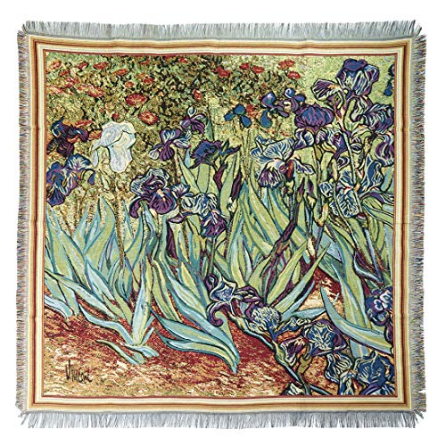 Belgian Tapestries gewebte Decke, Tischdecke Gobelin Iris- Van Gogh 140x 140 cm von Belgian Tapestries