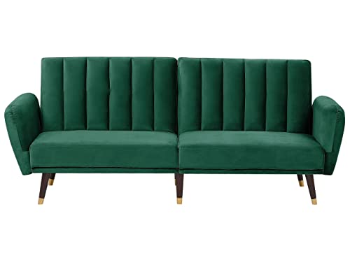 Beliani 3-Sitzer Schlafsofa aus Samtstoff in Smaragdgrün Glamour Stil Vimmerby von Beliani