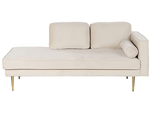 Beliani Chaiselongue Samtstoff beige rechtsseitig goldenes Gestell Modern Miramas von Beliani