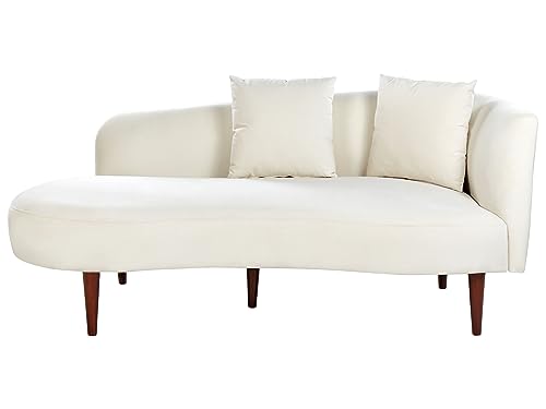 Beliani Chaiselongue Samtstoff weiß mit Kissen Lehne rechtsseitig modern Chaumont von Beliani