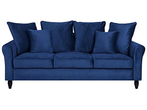 Beliani Dreisitzer Sofa Polstersofa Samtstoff Marineblau Modern 3er Couch Bornholm von Beliani