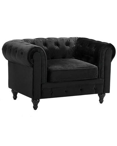 Beliani Eleganter Sessel im englischen Stil Samtstoff Schwarz Chesterfield von Beliani