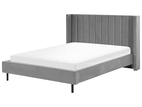 Beliani Elegantes Doppelbett in schönem Grau aus Samtstoff 160 x 200 cm Villette von Beliani