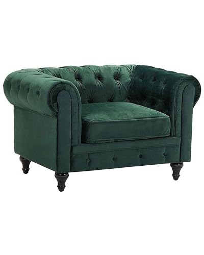 Beliani Klassischer Sessel im englischen Stil Polstersessel Samtstoff grün Chesterfield von Beliani