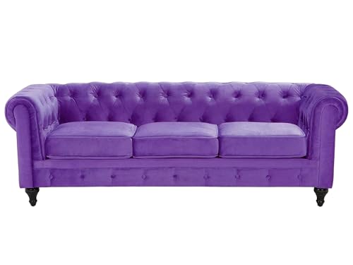 Beliani Klassisches Chesterfield Sofa Samtstoff Polstersofa violett Chesterfield von Beliani