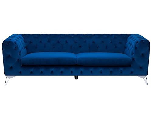 Beliani Klassisches Polstersofa Samtstoff Chesterfield Style Marineblau Sotra von Beliani