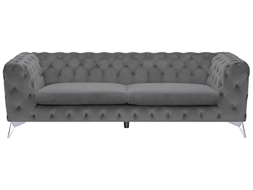 Beliani Klassisches Polstersofa Samtstoff Chesterfield Style grau Sotra von Beliani