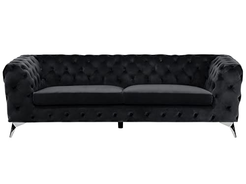 Beliani Klassisches Polstersofa Samtstoff Chesterfield Style schwarz Sotra von Beliani