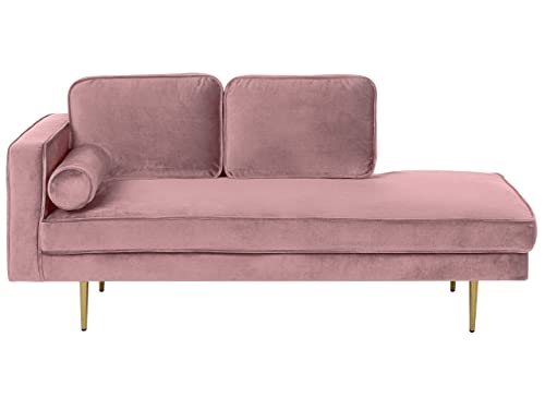 Beliani Moderne Chaiselongue aus Samtstoff in Rosa Miramas von Beliani