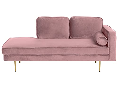 Beliani Moderne Chaiselongue aus Samtstoff in Rosa Miramas von Beliani