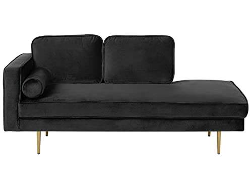 Beliani Moderne Chaiselongue aus Samtstoff in Schwarz linksseitig Miramas von Beliani