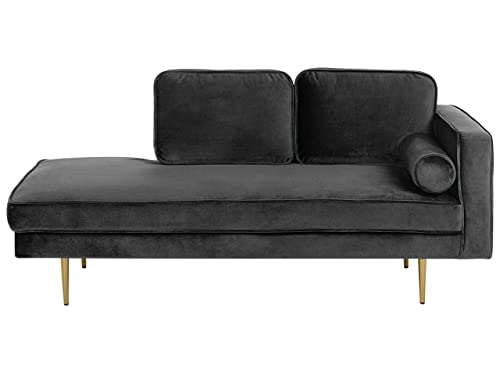 Beliani Moderne Chaiselongue aus Samtstoff in Schwarz rechtsseitig Miramas von Beliani