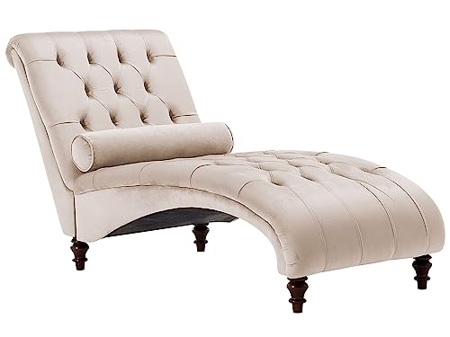 Beliani Moderne Chaiselongue in Beige Samtstoff Muret von Beliani