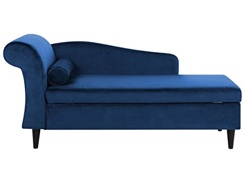 Beliani Moderne Chaiselongue mit angenehmer Polsterung aus Samtstoff in Marineblau Luiro von Beliani