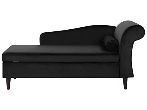 Beliani Moderne Chaiselongue mit angenehmer Polsterung aus Samtstoff in Schwarz Luiro von Beliani