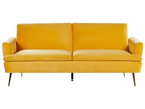 Beliani Moderner 3-Sitzer Sofa Samtstoff gelb Vettre von Beliani