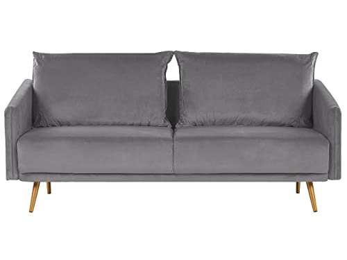 Beliani Modernes 3er Retro-Sofa aus Samtstoff in Grau Maura von Beliani