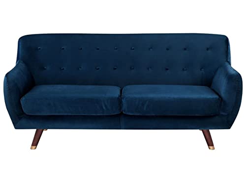 Beliani Modernes 3er Retro-Sofa aus Samtstoff in Marineblau Bodo von Beliani