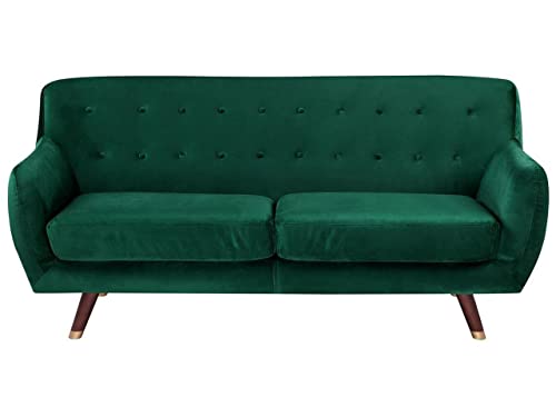 Beliani Modernes 3er Retro-Sofa aus Samtstoff in Smaragdgrün Bodo von Beliani