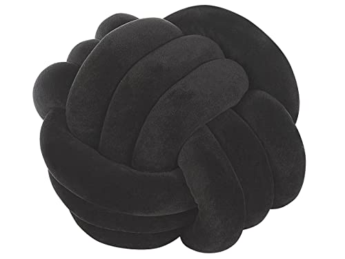 Beliani Modernes Knoten-Ball Dekokissen Samtstoff schwarz rund 30 x 30 cm Malni von Beliani