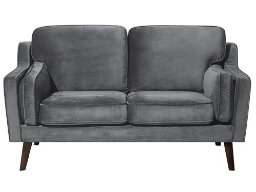 Beliani Modernes Sofa aus Samtstoff in Dunkelgrau Couch 2-Sitzer Lokka von Beliani