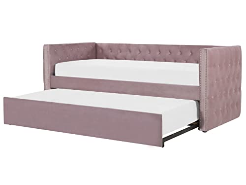 Beliani Platzsparendes Tagesbett Samtstoff rosa 90x200 cm mit Lattenrost Gassin von Beliani