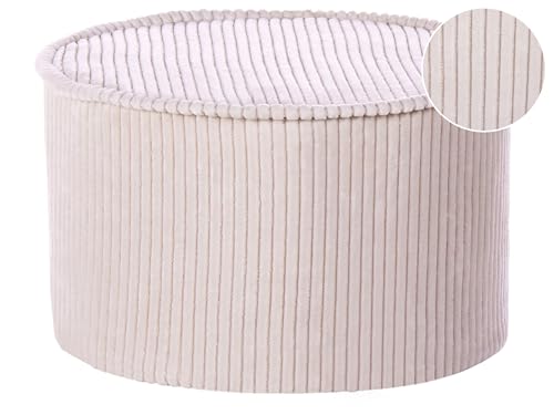 Beliani Pouf Baumwolle Samtstoff hell beige 40 x 25 cm rund Zikria von Beliani