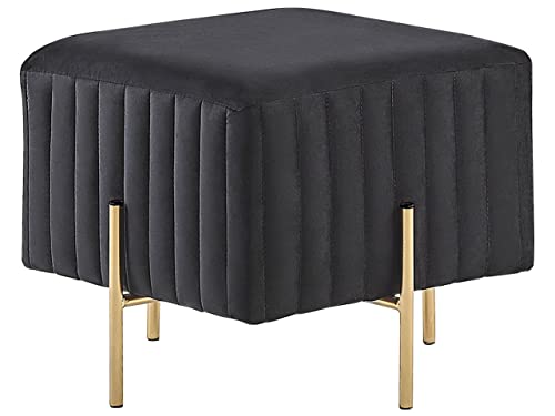 Beliani Pouf schwarz 45 x 45 cm goldene Metallbeinen Samtstoff Dayton von Beliani